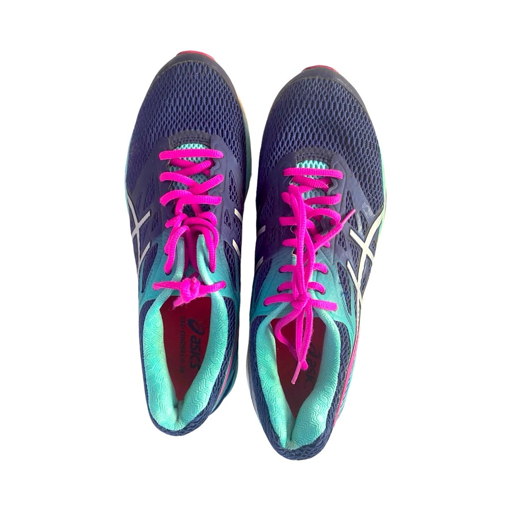 ASICS Woman’s Running Shoes Size 11 Navy Blue & Hot Pink - Picture 2 of 4